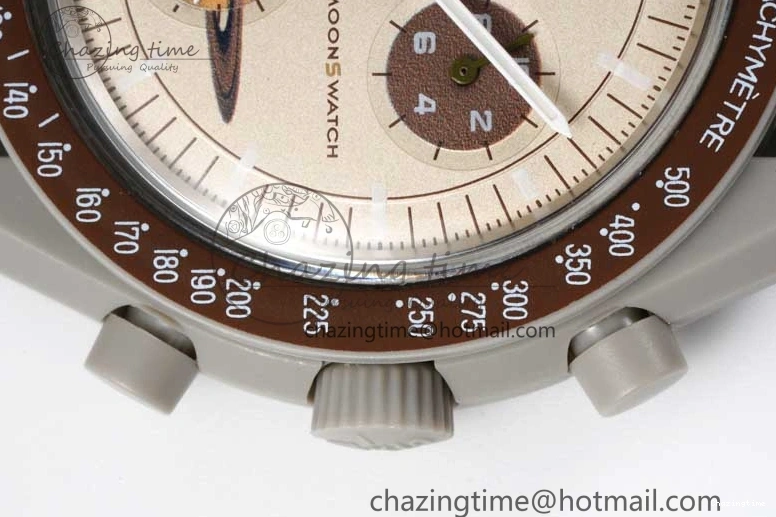 0418 Speedmaster Misson To Saturn 1:1 Best Edition Beige Dial On Nylon Strap Quartz Casual 7861